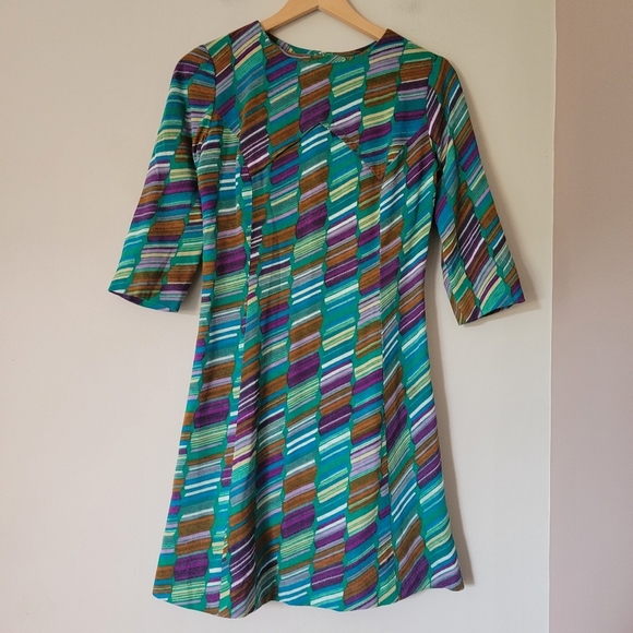 Vintage Dresses & Skirts - Vintage Teal and Purple Chevron Mini Dress